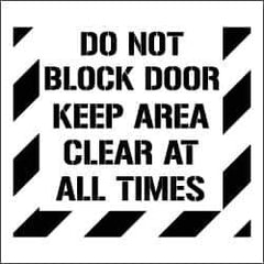 NMC - Do Not Block Door - Keep Area Clear at All Times Stencil - 0.06 Inch Thick, Polyethylene, English - All Tool & Supply