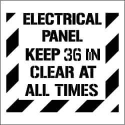 NMC - Electrical Panel - Keep 36 in Clear at All Times Stencil - 0.06 Inch Thick, Polyethylene, English - All Tool & Supply