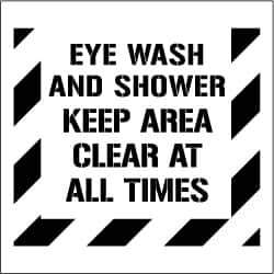 NMC - Eye Wash and Shower - Keep Area Clear at All Times Stencil - 0.06 Inch Thick, Polyethylene, English - All Tool & Supply