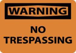 NMC - "Warning - No Trespassing", 10" Long x 14" Wide, Rigid Plastic Safety Sign - Rectangle, 0.05" Thick, Use for Security & Admittance - All Tool & Supply