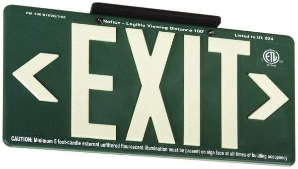 NMC - Exit, Plastic Exit Sign - 15-7/8" Wide x 8-5/8" High, Glow-in-the-Dark - All Tool & Supply