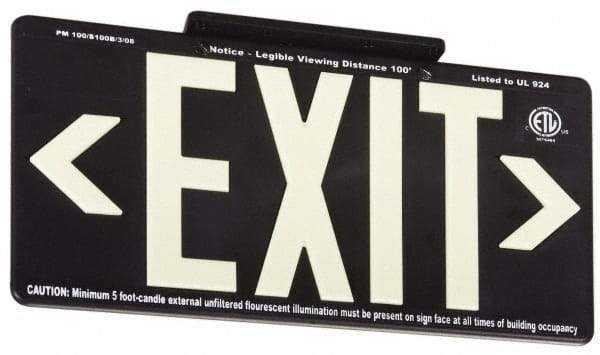 NMC - Exit, Plastic Exit Sign - 15-7/8" Wide x 8-5/8" High, Glow-in-the-Dark - All Tool & Supply