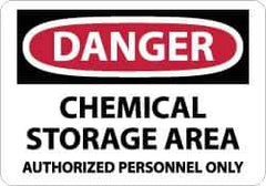 NMC - "Danger - Chemical Storage Area - Authorized Personnel Only", 10" Long x 14" Wide, Pressure-Sensitive Vinyl Safety Sign - Rectangle, 0.004" Thick, Use for Security & Admittance - All Tool & Supply