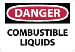 NMC - "Danger - Combustible Liquids", 10" Long x 14" Wide, Pressure-Sensitive Vinyl Safety Sign - Rectangle, 0.004" Thick, Use for Hazardous Materials - All Tool & Supply