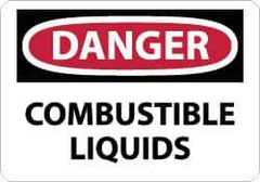 NMC - "Danger - Combustible Liquids", 10" Long x 14" Wide, Pressure-Sensitive Vinyl Safety Sign - Rectangle, 0.004" Thick, Use for Hazardous Materials - All Tool & Supply