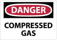 NMC - "Danger - Compressed Gas", 7" Long x 10" Wide, Pressure-Sensitive Vinyl Safety Sign - Rectangle, 0.004" Thick, Use for Hazardous Materials - All Tool & Supply