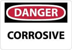 NMC - "Danger - Corrosive", 10" Long x 14" Wide, Pressure-Sensitive Vinyl Safety Sign - Rectangle, 0.004" Thick, Use for Hazardous Materials - All Tool & Supply