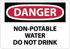 NMC - "Danger - Non-Potable Water - Do Not Drink", 10" Long x 14" Wide, Pressure-Sensitive Vinyl Safety Sign - Rectangle, 0.004" Thick, Use for Accident Prevention - All Tool & Supply