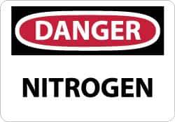 NMC - "Danger - Nitrogen", 7" Long x 10" Wide, Pressure-Sensitive Vinyl Safety Sign - Rectangle, 0.004" Thick, Use for Hazardous Materials - All Tool & Supply