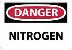 NMC - "Danger - Nitrogen", 10" Long x 14" Wide, Pressure-Sensitive Vinyl Safety Sign - Rectangle, 0.004" Thick, Use for Hazardous Materials - All Tool & Supply