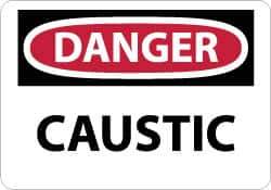 NMC - "Danger - Caustic", 10" Long x 14" Wide, Pressure-Sensitive Vinyl Safety Sign - Rectangle, 0.004" Thick, Use for Hazardous Materials - All Tool & Supply