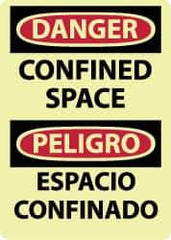 NMC - "Danger - Confined Space", 14" Long x 10" Wide, Rigid Plastic Safety Sign - Rectangle, 0.05" Thick, Use for Accident Prevention - All Tool & Supply