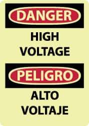 NMC - "Danger - High Voltage", 14" Long x 10" Wide, Rigid Plastic Safety Sign - Rectangle, 0.05" Thick, Use for Accident Prevention - All Tool & Supply