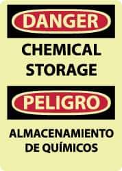 NMC - "Danger - Chemical Storage", 14" Long x 10" Wide, Rigid Plastic Safety Sign - Rectangle, 0.05" Thick, Use for Hazardous Materials - All Tool & Supply