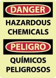 NMC - "Danger - Hazardous Chemicals", 14" Long x 10" Wide, Rigid Plastic Safety Sign - Rectangle, 0.05" Thick, Use for Hazardous Materials - All Tool & Supply