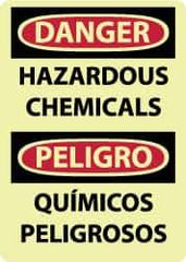 NMC - "Danger - Hazardous Chemicals", 14" Long x 10" Wide, Rigid Plastic Safety Sign - Rectangle, 0.05" Thick, Use for Hazardous Materials - All Tool & Supply