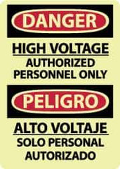 NMC - "Danger - High Voltage - Authorized Personnel Only", 14" Long x 10" Wide, Rigid Plastic Safety Sign - Rectangle, 0.05" Thick, Use for Accident Prevention - All Tool & Supply