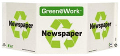 NMC - "Green @ Work - Newspaper", 7-1/2" Long x 20" Wide, Rigid Plastic Safety Sign - Rectangle, 0.01" Thick, Use for Restroom, Janitorial & Housekeeping - All Tool & Supply