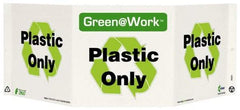 NMC - "Green @ Work - Plastic Only", 7-1/2" Long x 20" Wide, Rigid Plastic Safety Sign - Rectangle, 0.01" Thick, Use for Restroom, Janitorial & Housekeeping - All Tool & Supply