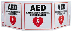 NMC - "AED - Automatic External Defibrillator", 7-1/2" Long x 20" Wide, Rigid Plastic Safety Sign - Rectangle, 0.01" Thick, Use for First Aid - All Tool & Supply