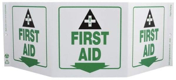 NMC - "First Aid", 7-1/2" Long x 20" Wide, Rigid Plastic Safety Sign - Rectangle, 0.01" Thick, Use for First Aid - All Tool & Supply