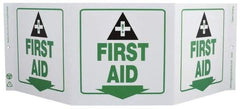 NMC - "First Aid", 7-1/2" Long x 20" Wide, Rigid Plastic Safety Sign - Rectangle, 0.01" Thick, Use for First Aid - All Tool & Supply