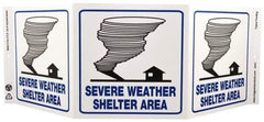 NMC - "Severe Weather Shelter Area", 7-1/2" Long x 20" Wide, Rigid Plastic Safety Sign - Rectangle, 0.01" Thick, Use for Accident Prevention - All Tool & Supply