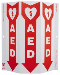 NMC - "AED", 12" Long x 9" Wide, Rigid Plastic Safety Sign - Rectangle, 0.01" Thick, Use for First Aid - All Tool & Supply