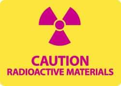 NMC - "Caution - Radioactive Materials", 10" Long x 14" Wide, Rigid Plastic Safety Sign - Rectangle, 0.05" Thick, Use for Accident Prevention - All Tool & Supply