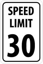 NMC - "Speed Limit 30", 18" Wide x 24" High, Aluminum Speed Limit Signs - 0.08" Thick, Black on White, High Intensity Reflectivity, Rectangle, Post Mount - All Tool & Supply