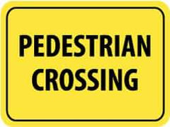 NMC - "Pedestrian Crossing", 24" Wide x 18" High, Aluminum Pedestrian Crossing Signs - 0.08" Thick, Black on Yellow, Engineer Grade Reflectivity, Rectangle, Post Mount - All Tool & Supply