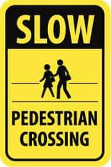 NMC - "Slow - Pedestrian Crossing", "Pedestrians Crossing", 18" Wide x 24" High, Aluminum Pedestrian Crossing Signs - 0.08" Thick, Black on Yellow, Engineer Grade Reflectivity, Rectangle, Post Mount - All Tool & Supply