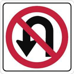 NMC - "Strike on U-Turn", 24" Wide x 24" High, Aluminum Traffic Control Signs - 0.08" Thick, Red & Black on White, Engineer Grade Reflectivity, Square, Post Mount - All Tool & Supply