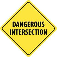 NMC - "Dangerous Intersection", 24" Wide x 24" High, Aluminum Traffic Control Signs - 0.08" Thick, Black on Yellow, Engineer Grade Reflectivity, Diamond, Post Mount - All Tool & Supply