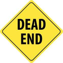 NMC - "Dead End", 24" Wide x 24" High, Aluminum Traffic Control Signs - 0.08" Thick, Black on Yellow, High Intensity Reflectivity, Diamond, Post Mount - All Tool & Supply