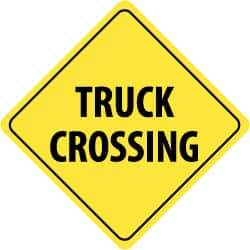 NMC - "Truck Crossing", 24" Wide x 24" High, Aluminum Traffic Control Signs - 0.08" Thick, Black on Yellow, High Intensity Reflectivity, Diamond, Post Mount - All Tool & Supply