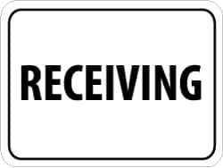 NMC - "Receiving", 24" Wide x 18" High, Aluminum Parking Lot Traffic Signs - 0.08" Thick, Black on White, Engineer Grade Reflectivity, Rectangle, Post Mount - All Tool & Supply