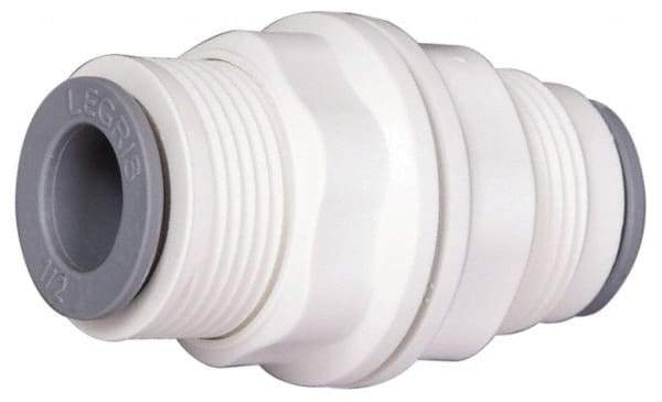 Parker - 1/4" OD, Bio-Sourced Nylon 11 Push-to-Connect Bulkhead Union - 230 Max psi, White - All Tool & Supply