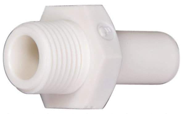 Parker - 1/4" OD, 3/8 NPTF, Bio-Sourced Nylon 11 Push-to-Connect Stem Adapter - 230 Max psi, White - All Tool & Supply