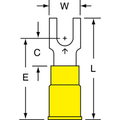 3M - #8 Stud, 12 to 10 AWG Compatible, Partially Insulated, Crimp Connection, Block Fork Terminal - All Tool & Supply