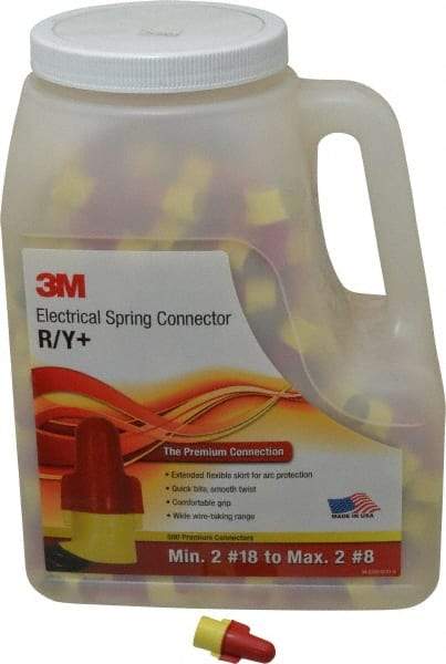 3M - 2, 18 to 2, 8 AWG, 600 Volt, Flame Retardant, Wing Twist on Wire Connector - Red & Yellow, 221°F - All Tool & Supply