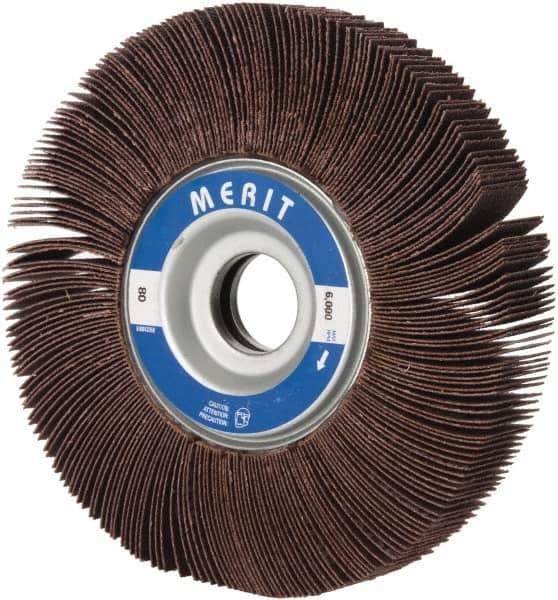 Merit Abrasives - 6" Diam, 80 Grit Aluminum Oxide Unmounted Flap Wheel - 1" Hole, 1" Wide, Coated, Medium Grade, 6,000 Max RPM , Cloth Backing - All Tool & Supply