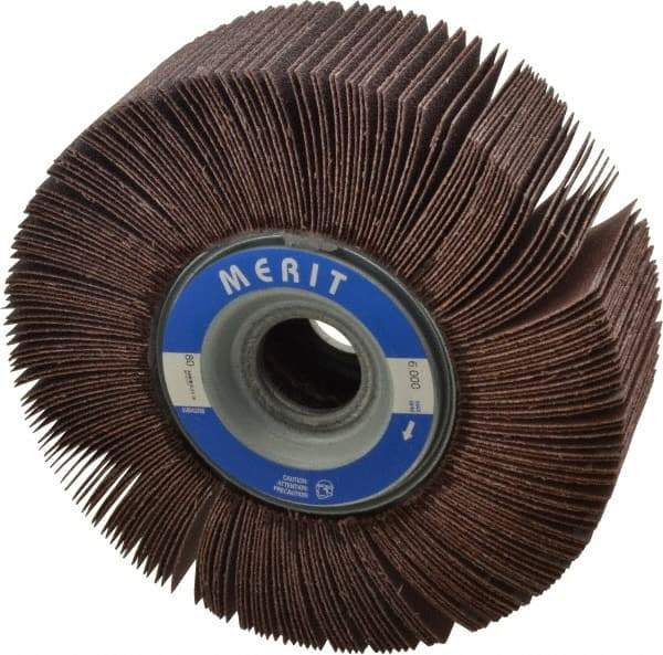 Merit Abrasives - 6" Diam, 80 Grit Aluminum Oxide Unmounted Flap Wheel - 1" Hole, 2" Wide, Coated, Medium Grade, 6,000 Max RPM , Cloth Backing - All Tool & Supply