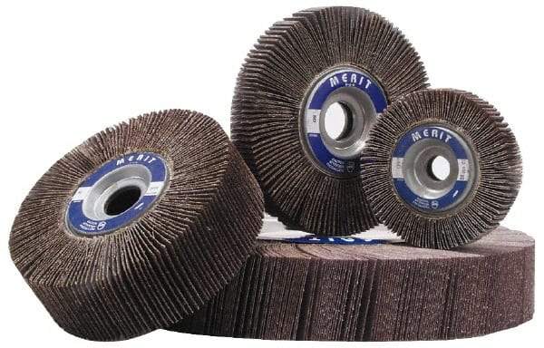 Merit Abrasives - 3-1/2" Diam, 60 Grit Aluminum Oxide Unmounted Flap Wheel - 5/8" Hole, 1-1/2" Wide, Coated, Medium Grade, 30,,000 Max RPM , Cloth Backing - All Tool & Supply