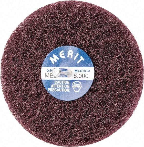 Merit Abrasives - 4" Diam, Medium Mounted Scrubber Buffing Wheel - 2 Ply, Medium Grade, 1/4" Shank Diam, 6,000 RPM - All Tool & Supply