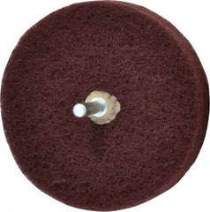 Merit Abrasives - 4" Diam, Medium Mounted Scrubber Buffing Wheel - 3 Ply, Very Fine Grade, 1/4" Shank Diam, 6,000 RPM - All Tool & Supply