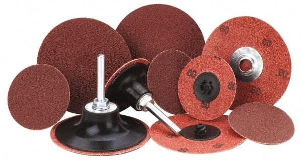 Merit Abrasives - 3" Disc Diam, 24 Grit, Aluminum Oxide Quick Change Disc - Type R Attaching System, Coated, Maroon, Very Coarse Grade, 20,000 RPM - All Tool & Supply