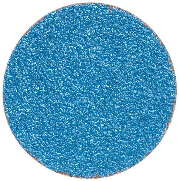 Merit Abrasives - 3" Disc Diam, 36 Grit, Zirconia Alumina Quick Change Disc - Type S Attaching System, Coated, Blue, Very Coarse Grade, 20,000 RPM - All Tool & Supply