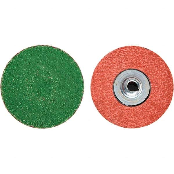 Merit Abrasives - 3" Disc Diam, 40 Grit, Zirconia Alumina Quick Change Disc - Type S Attaching System, Coated, Blue, Coarse Grade, 20,000 RPM - All Tool & Supply