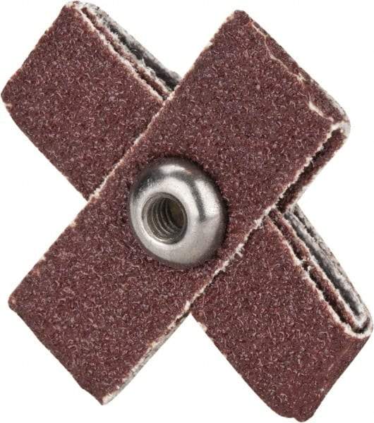 Merit Abrasives - 60 Grit, Medium Grade, Aluminum Oxide Cross Pad - 1-1/2" Long x 1-1/2" Wide x 1/2" Thick, 8 Ply, 24,000 Max RPM - All Tool & Supply